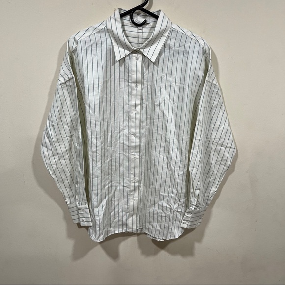 NWT Favorite Daughter size small THE EX-BOYFRIEND SHIRT green ivory button down - Picture 12 of 14